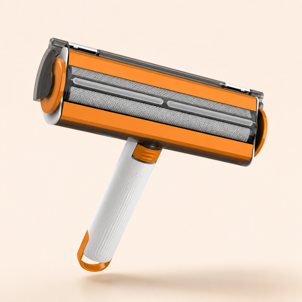 Close-up of the Reset Roller working surface and reusable hair-catching bands
