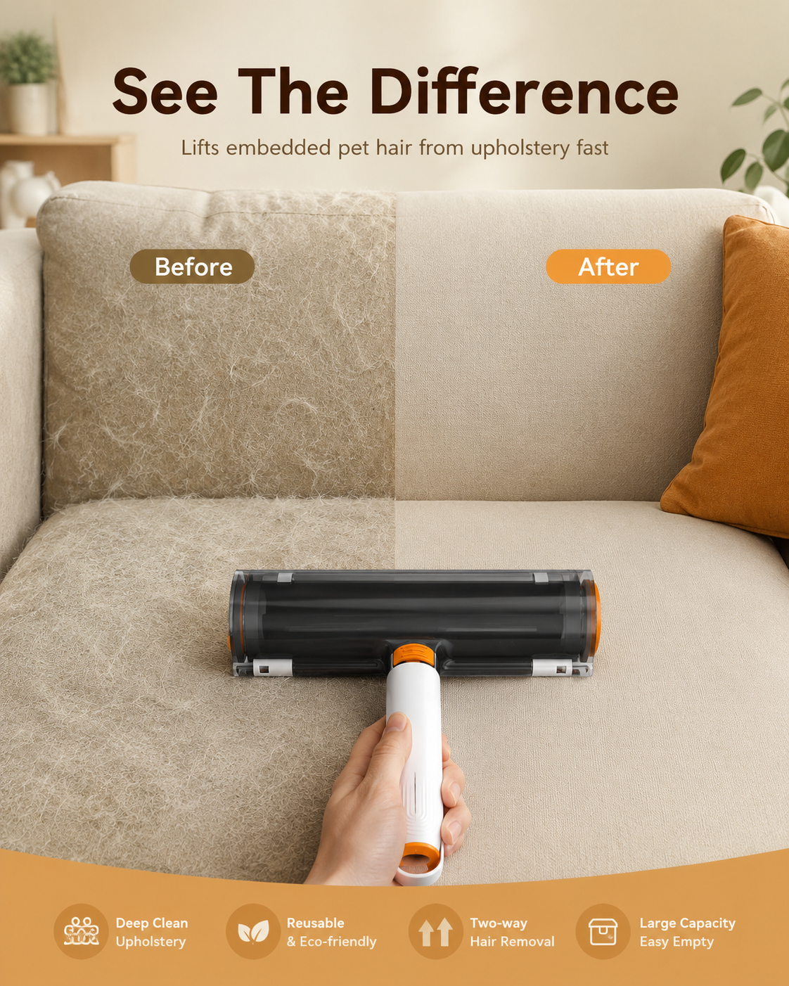 Illustrative LintLume upholstery cleaning comparison graphic